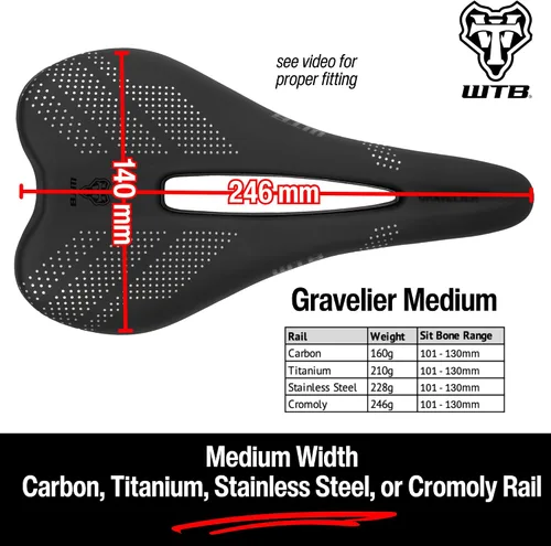 Miniatura 6 de WTB Gravelier Bike Seat (Saddle) - Fusion Form Base - Mountain, Gravel, Road & Bikepacking (4 Rail Options)