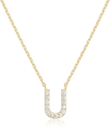 Miniatura 85 de PAVOI 14K White Gold Plated Cubic Zirconia Initial Necklace Letter Dainty Necklaces for Women