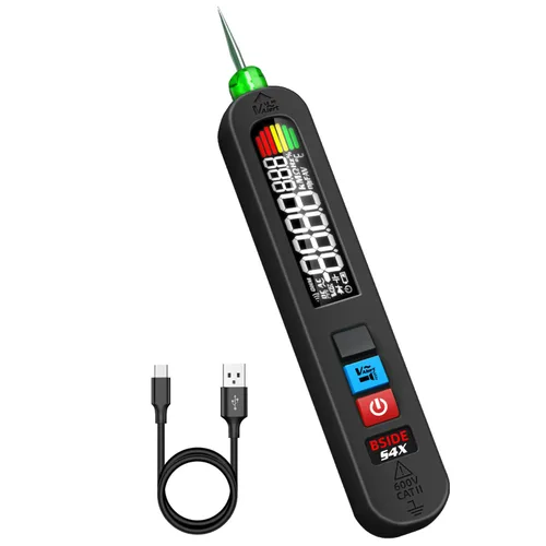 BSIDE Probador de voltaje recargable Detector de voltaje sin contacto con medición de voltaje de CA en contacto, probador de temperatura ambiental