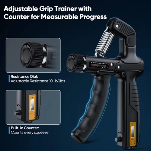 Miniatura 4 de FitBeast Set de prueba de fuerza de agarre con herramientas para fortalecer las manos – Rastrea el progreso, desarrolla la fuerza y apoya la Negro