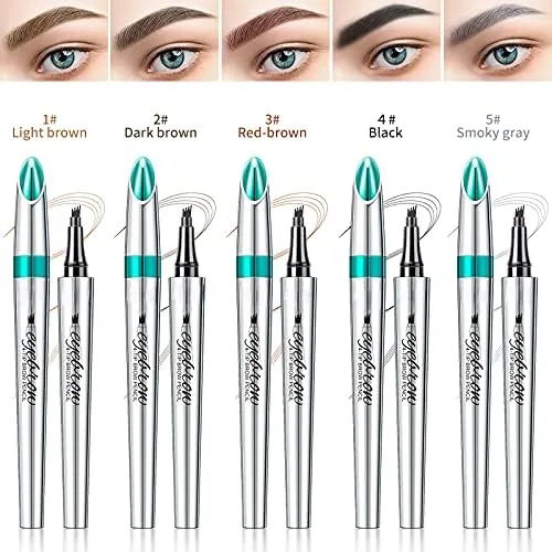 Miniatura 4 de Lápiz microblading para cejas, maquillaje de ojos, micro 4 puntos para levantar y arrebatar cejas de larga duración, impermeable, cabello natural 01
