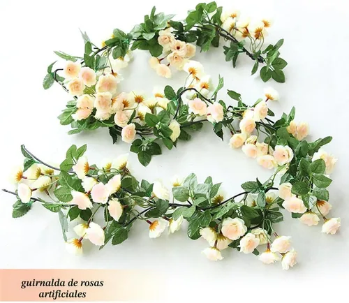 Miniatura 7 de YRIOWMI 10 guirnaldas de rosas falsas, flores artificiales de vid de 7.5 pies, para mesa, telón de fondo de boda, arco, pared, fiesta, manto, Champán