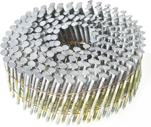 findmall Clavos para revestimiento de 1-1/2 pulgadas, 3600 unidades, collados con alambre en bobina de 15 grados, cabeza redonda completa, clavos