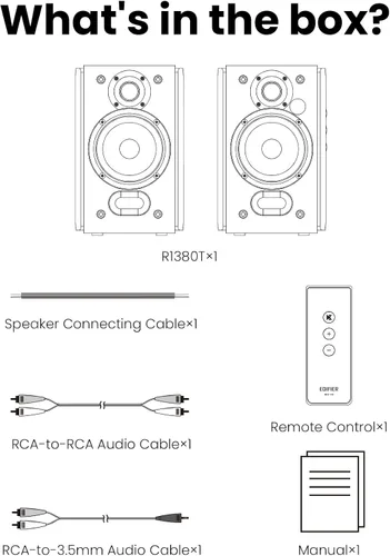 Miniatura 8 de Edifier R1380T Altavoces alimentados para estanterías, monitores de campo cercano activos estéreo 2.0, altavoz de monitor de estudio, 42 vatios RMS