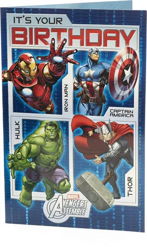 Miniatura 3 de UK Greetings Tarjeta de cumpleaños de los Vengadores de Marvel para él/niño Regalos de feliz cumpleaños Él, niños, hombres Diseño