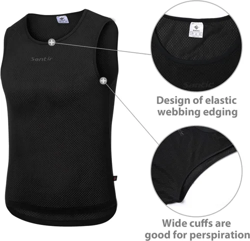 Miniatura 4 de Santic Camiseta sin mangas de ciclismo con capa base para hombre, camiseta sin mangas, chaleco de secado rápido