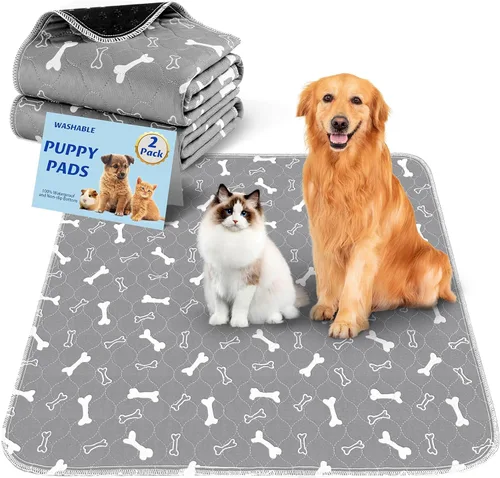 Miniatura 10 de Almohadillas lavables para orina para perros, paquete de 2 almohadillas reutilizables de 41"x41", almohadillas impermeables para entrenamiento
