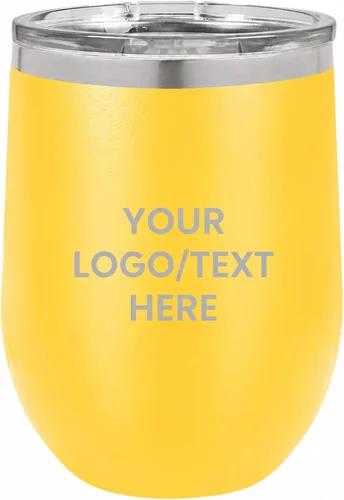 Miniatura 14 de Vaso personalizado de 12 onzas, vino sin tallo con tapa, tu logotipo grabado en Estados Unidos, tazas personalizadas de acero inoxidable