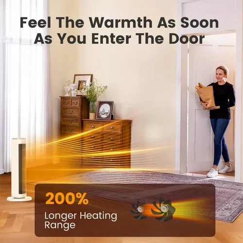 Miniatura 4 de Calentadores de espacio de 25 pulgadas para uso en interiores, habitaciones grandes, calentadores eléctricos para uso en interiores con termostato