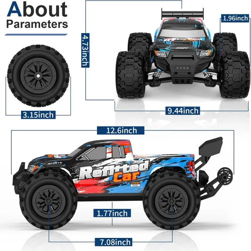 Miniatura 7 de 1/16 4X4 de alta velocidad 40-50+KM/H (pico) RC Cars Monster Truck – 390 motor duradero eje y suspensión RC camión Baterías de 3000 mAh Juguetes
