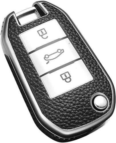 Miniatura 12 de SANRILY Funda de cuero con textura para llavero Peugeot 208 301 308 508 2008 3008 protección completa sin llave con llaveros, color verde