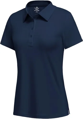 Miniatura 16 de PINSPARK Polo de golf de 4 botones para mujer, UPF 50+, secado rápido, atlético, camiseta de tenis con cuello, ajuste relajado