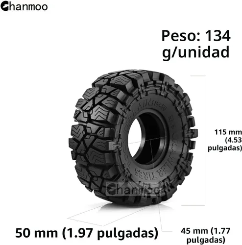 Miniatura 2 de 1.9 RC Crawler Neumáticos OD 4.528 in 1/10 Goma Suave Lodo Grappler Ruedas Neumáticos Con Espuma Para Escala 1/10 Rock Crawler Car Traxxas TRX4