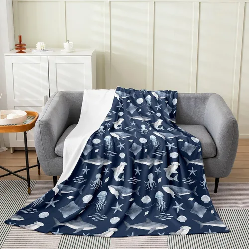 Miniatura 56 de Erosebridal Hammerhead Shark Flannel Blanket 40x50 Marine Life Fuzzy Plush Throw for Sofa Couch Hammerhead Shark Lover Gifts Ocean Sealife Fleece