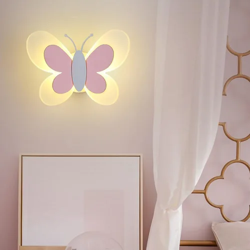 Miniatura 4 de Angoily Lámpara de pared de mariposa LED rosa aplique de pared LED luces de noche noche de mariposa interior para lámpara decorativa