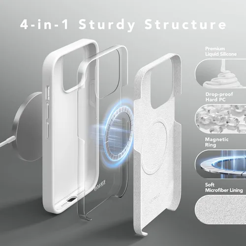 Miniatura 7 de GONEZ Funda de silicona para iPhone 14 Pro Max, compatible con MagSafe, con protector de pantalla + protector de lente de cámara, silicona líquida a