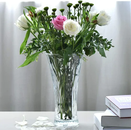 Miniatura 4 de Jarrón de flores de 12 pulgadas, jarrones de cristal transparente para flores, jarrón alto de cristal, moderno y grande, decoración de cristal