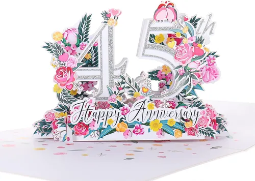 Miniatura 14 de iGifts And Cards Tarjeta desplegable 3D de 15 aniversario – aniversario de boda de 15 años para pareja, recuerdo romántico para marido, esposa