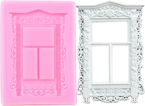 Miniatura 7 de ZiXiang Molde de silicona para puerta y ventana, moldes de fondant, molde de flores, marco de pastel, moldes de silicona para decoración de pasteles