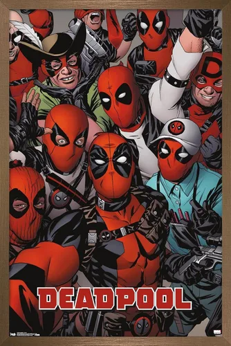 Miniatura 14 de Marvel Comics Deadpool - Póster de pared con caras, 22.4 pulgadas de largo x 14.7 pulgadas de ancho, versión enmarcada de madera de granero