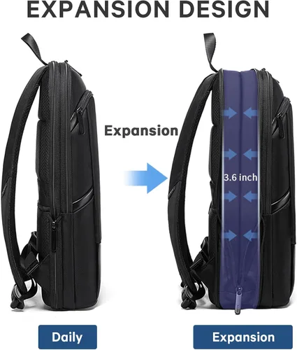 Miniatura 5 de BANGE Mochilas delgadas para laptop de 17.3 pulgadas, mochila de trabajo expandible para hombres y mujeres