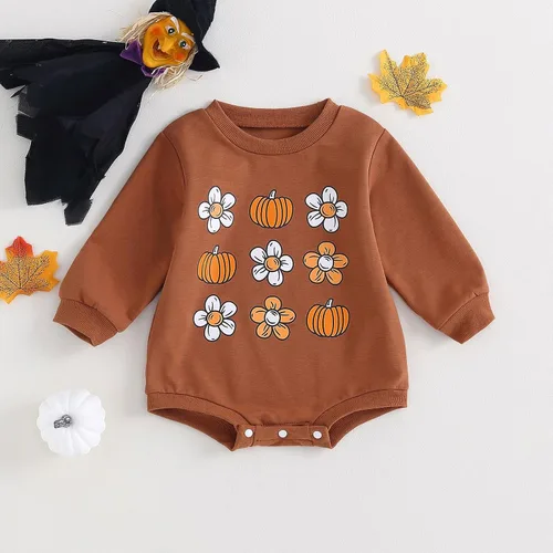 Miniatura 81 de Ropa de Halloween para bebé niña, sudadera con estampado de calabaza, mameluco de burbujas, lindo traje de Acción de Gracias de otoño