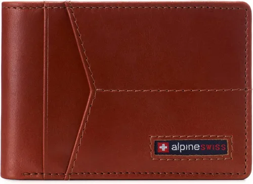 Alpine Swiss Delaney - Cartera delgada y plegable Cartera de bolsillo frontal 8 ranuras para tarjetas ventana de identificación Ranura exterior