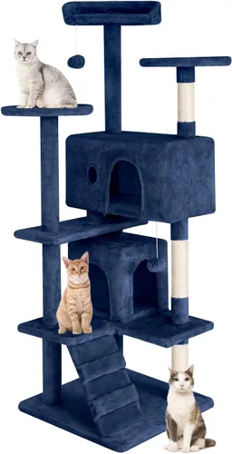 Miniatura 11 de PayLessHere Árbol para Gatos de 54 Pulgadas Torre para Gatos con Poste Rascador para Gatos, Soporte de Condominio para Gatos de Múltiples Niveles