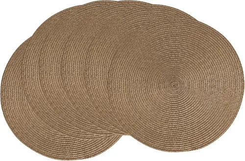 Miniatura 17 de AHHFSMEI Juego de 6 manteles individuales redondos trenzados de 15 pulgadas para mesas de comedor, tejido natural, resistentes al calor, color azul