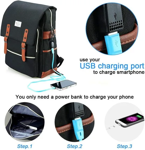 Miniatura 3 de Modoker - Mochila vintage para laptop, para mujeres y hombres, mochila para la escuela y la universidad