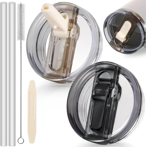 Miniatura 57 de 14 oz Tapa con popote abatible de repuesto para accesorios de vaso Stanley, 2 tapas antiderrames a prueba de derrames para vasos Stanley de 14 oz