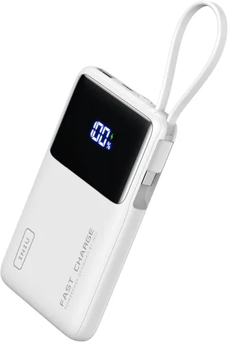 Miniatura 9 de INIU Banco de energía de 45 W, cargador portátil más delgado de 10000 mAh con cable USB-C integrado, batería de entrada y salida USB C de carga Negro