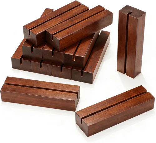 10 soportes de madera para tarjetas de lugar, soportes de madera para números de mesa de madera, soporte de letrero acrílico de madera, decoración