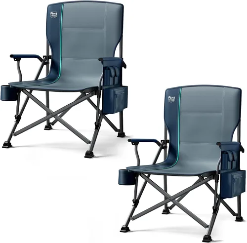 TIMBER RIDGE Silla de campamento plegable de gran tamaño, respaldo alto, resistente para adultos, soporta hasta 500 libras con soporte para tazas,