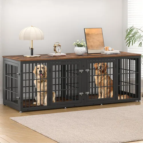 Miniatura 12 de rehomerance Mueble de jaula de perro resistente de 26 pulgadas para perros pequeños, mesa auxiliar decorativa para casa de mascotas, muebles