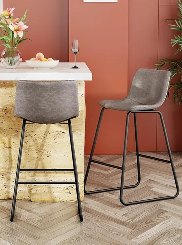 Miniatura 15 de YaFiti - Juego de 2 sillas de comedor de 18 pulgadas, sillas modernas tapizadas para comedor con cojines de piel sintética y patas de metal, silla