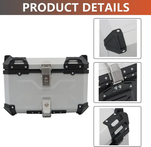 Miniatura 3 de labwork 55L Caja de Equipaje Superior para Motocicleta con Respaldo y Placa de Montaje, Aluminio Duro Resistente al Agua con Cerradura de Seguridad