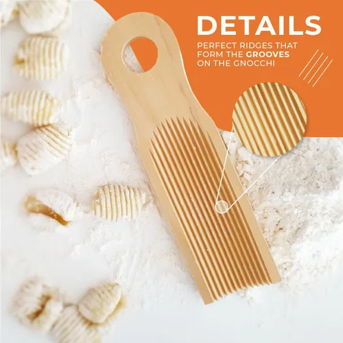 Miniatura 5 de KneadEat Único tablero de ñoquis curvado, diseño curvado único para hacer pasta italiana de ñoquis. Crestas perfectas que forman las ranuras