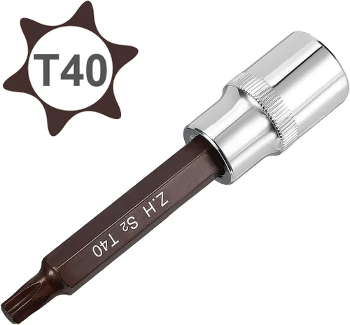 Miniatura 2 de uxcell 1/2" Drive x T40 Torx Bit Socket, S2 Brocas de acero CR-V Sockets 4" Longitud Uso con llave de trinquete, barra deslizante, barra de extensión
