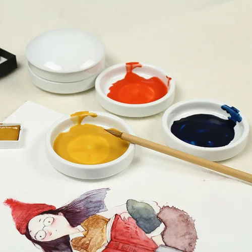 Miniatura 6 de ARTIBETTER Disco de tinta de cerámica de porcelana de 5 capas apilable, paleta de pintura de 4.33 x 3.89 x 3.89 pulgadas, paleta de acuarela