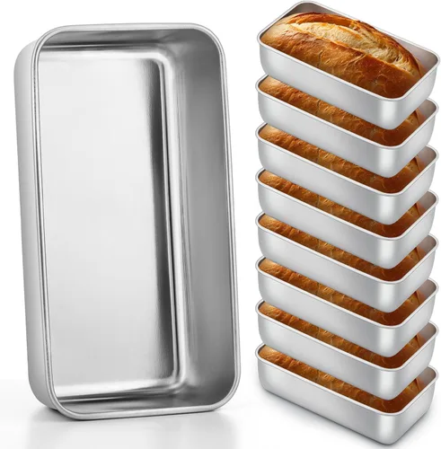 Miniatura 16 de E-far Molde para hornear pan, moldes de acero inoxidable de 9 x 5 pulgadas, utensilios de metal para hornear pan, pastel de carne, torta, brownies