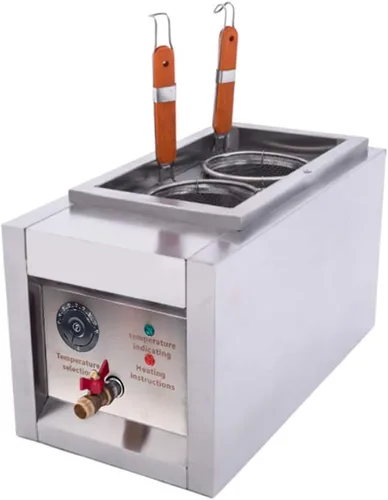 LYNICESHOP Olla de pasta, máquina de cocción de fideos comercial, 2000 W, cocina eléctrica de pasta con cestas, cocina eléctrica para pasta, horno