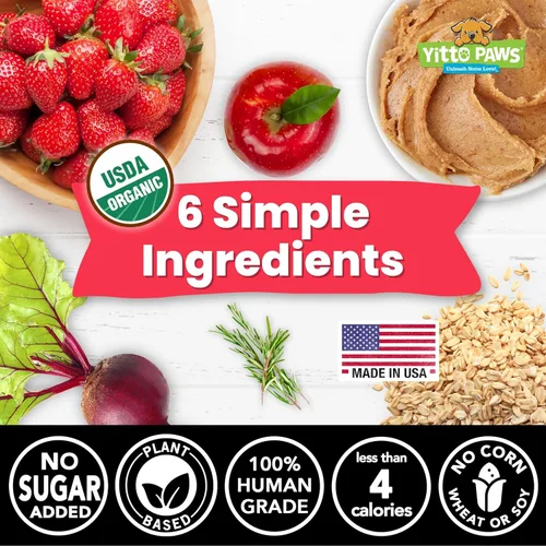 Miniatura 2 de Mini golosinas orgánicas de entrenamiento para perros, galletas crujientes y bajas en calorías con fresa y mantequilla de maní, vegano, grado