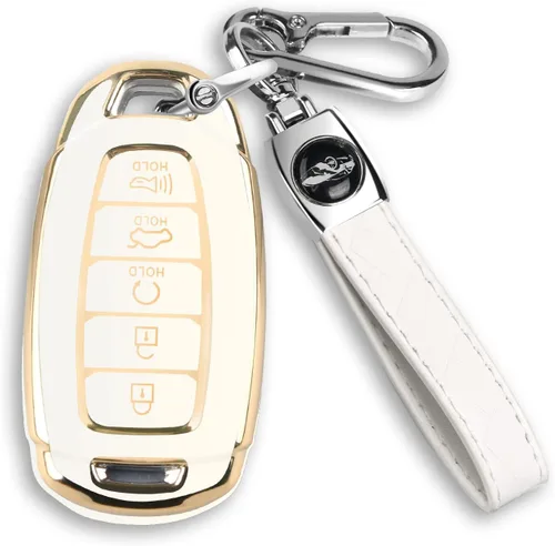 Miniatura 8 de MILD EAST Para Hyundai Palisade Elantra Key fob Cover Case con llavero Smart 5 Botón TPU Protector Keyless Remote Holder Azul
