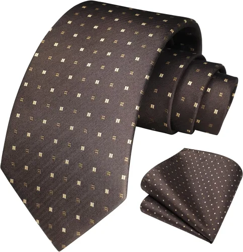 Miniatura 272 de HISDERN Conjunto de corbata a cuadros a cuadros pañuelo tejido clásico formal para hombre corbata y bolsillo cuadrado