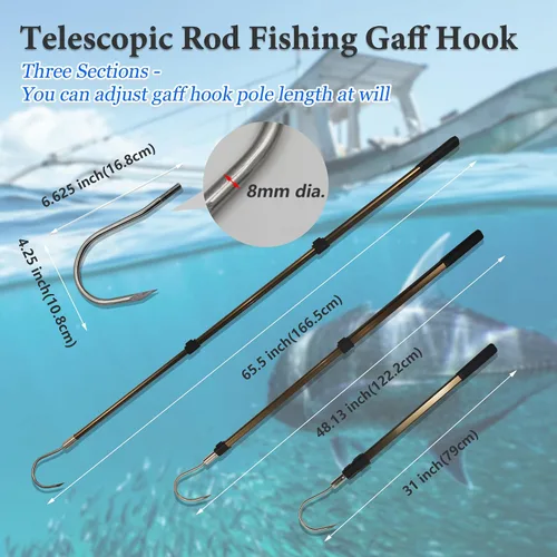 Miniatura 6 de Dutiplus Caña de pescar telescópica con dientes de 1~5, arpón de pesca de mar y hielo con barbas, lanza de pesca para caza de peces, ranas, topos