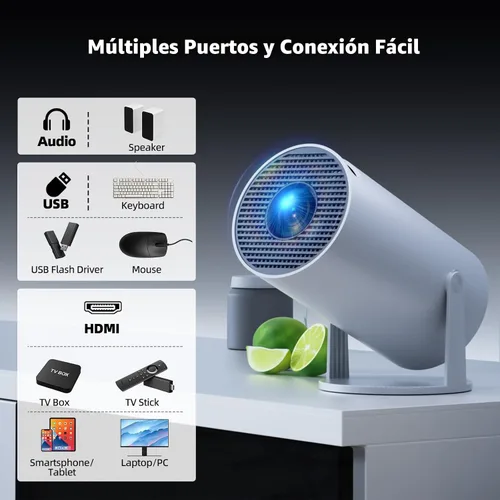 Miniatura 8 de Proyector con WiFi y Bluetooth, Mini Proyector, Soporte 4K 1080P Proyectores de Películas Inalámbricos Portátiles 220° Giratorio Pantalla de 130