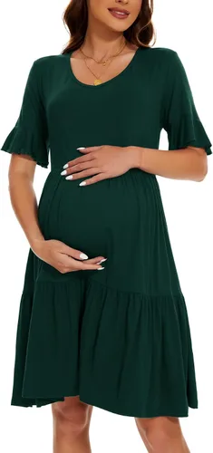 Miniatura 2 de Smallshow Vestido de maternidad para mujer, con volantes, manga corta, ropa de embarazo de verano