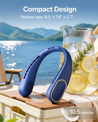 Miniatura 5 de SHEWIND Ventilador de cuello portátil, ventilador personal manos libres, ventilador sin aspas recargable con batería de 5000 mAh, pantalla digital