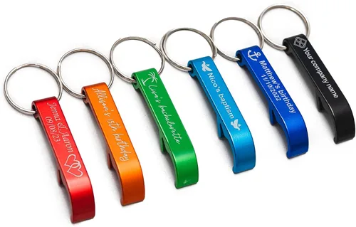 Miniatura 8 de Lote personalizado de llavero abrebotellas con bolsas de organza, recuerdos de boda grabados personalizados para invitados a granel, regalo